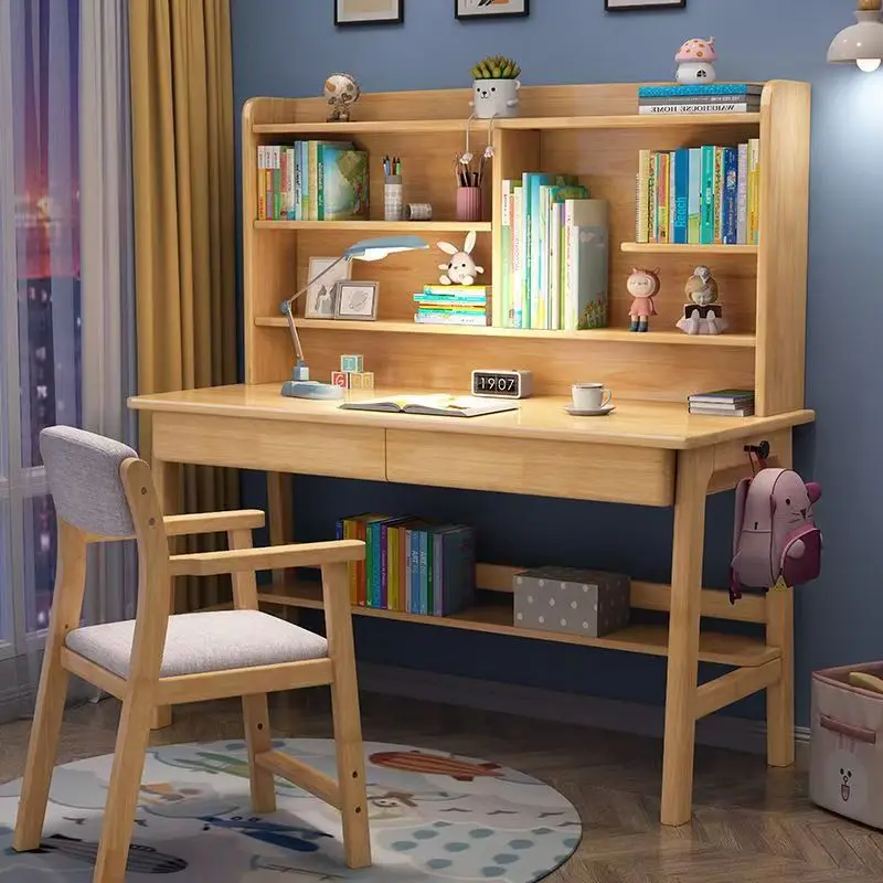 

%&2026 High Quality Elegant Large Bookshelf Study Desk Bedroom Furniture Desk Writing Table Wood Desk