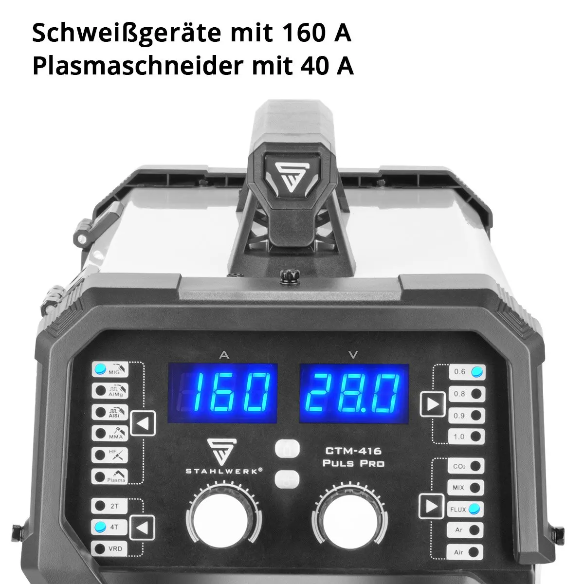 STAHLWERK CTM-416 Pulse Pro 6-in-1 Gas-shielded Combination Welder | Inverter with 160 A, MIG Pulse Aluminum Welding Machine