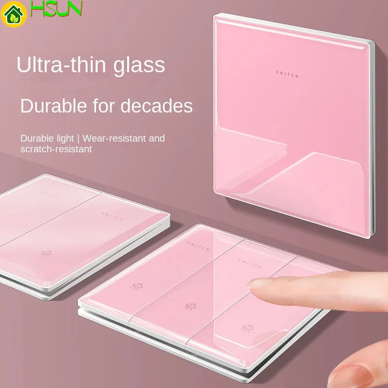 86 type 1 2 3 4 gang pink tempered glass wall switch pant Hotels KTV switch NET TV light Multi control girl room Multi control