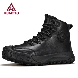 HUMTTO Winter Warm Wool Trekking Boots for Women Leather Hiking Shoes Outdoor Camping Women's Sports Shoes Non-slip Sneakers