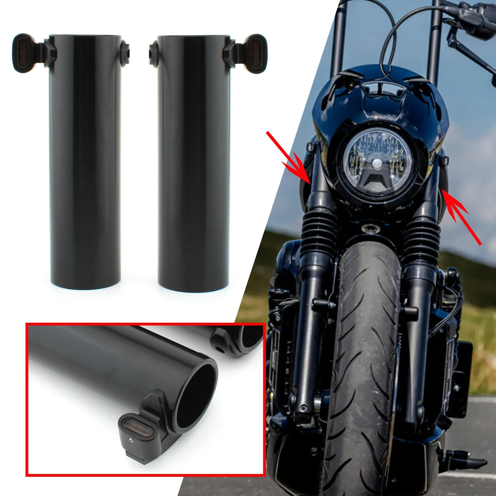 4 Pcs/Set Motorcycle Front Upper Fork Guards Covers Shell Turn Signal For Harley Nightster RH975 2022-2023