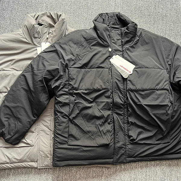 

Water-Resistant Anti-Wrinkle Cotton Jaet with Large kets Dstring Stand Collar Youth Faion Casual Outerwear Coat