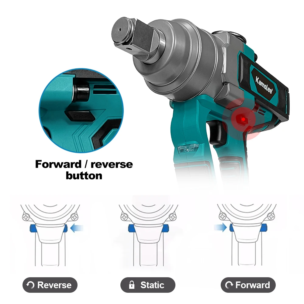 Kamolee 5000 N.M Torque 1 Inch Brushless Electric Impact Wrench Lithium-Ion Battery For Makita 18V Battery