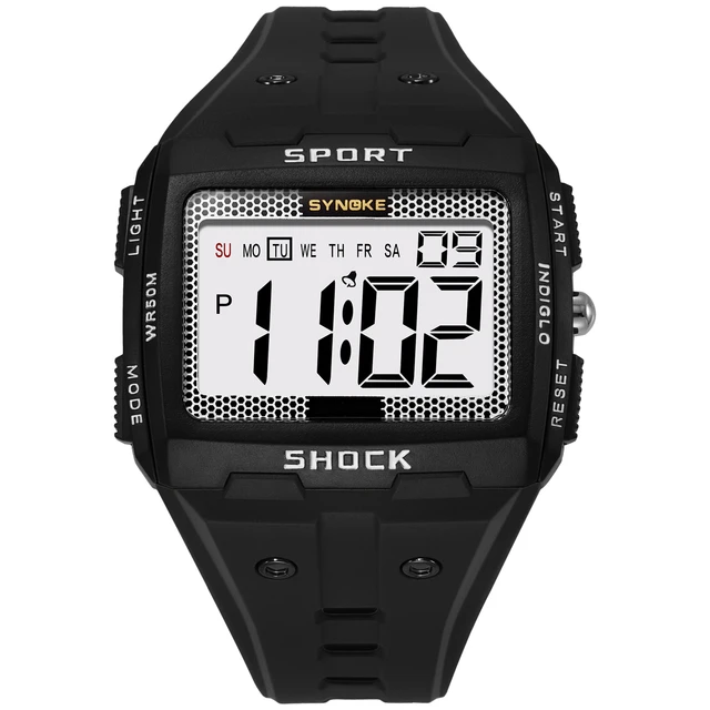 Digital Wristwatch Men s Sports Electronic Watch Waterproof Luminous Large Screen Watch Fashion Casual Students Wristwatch AliExpress