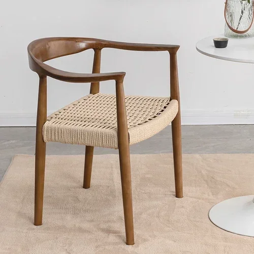 Wooden Vanity Dining Chairs Modern Restaurant Kitchen Office Arm Dining Chair Rattan Wedding Silla Comedor Home Furniture