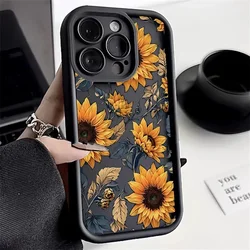 Cute Sunflower Phone Case For iPhone 14 11 15 16 Pro Max 12 13 Mini XR X XS SE2022 7 8 Plus Cases Lens Protection Silicone Cover