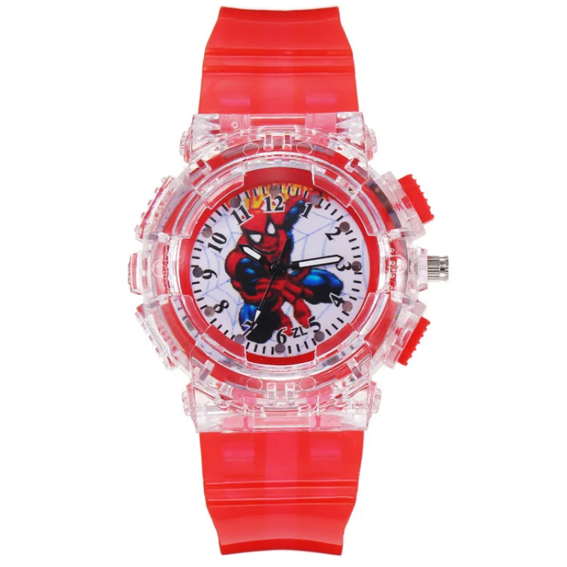 New Disney Spiderman Cartoon Children Watches Toy Flash Waterproof Sports Watch for Kids Girls Boy Quartz Wristwatch Child Clock