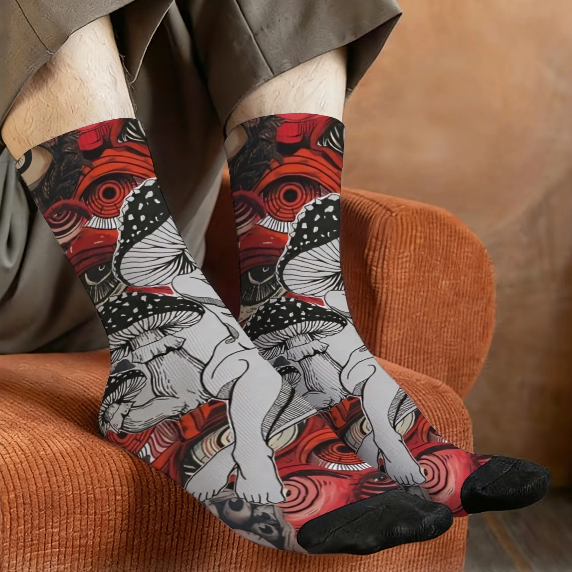 Psychedelic Mushroom Socks Comfortable Elasticity Everyday Men's Socks Sports Hiking Party Trendy Street Compression Socks