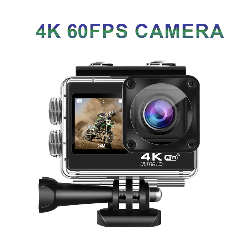 

New 4K Outdoor Sports Camera 2.0 Touch +1.3 "dual Color Screen Waterproof Camera Helmet Riding Camera