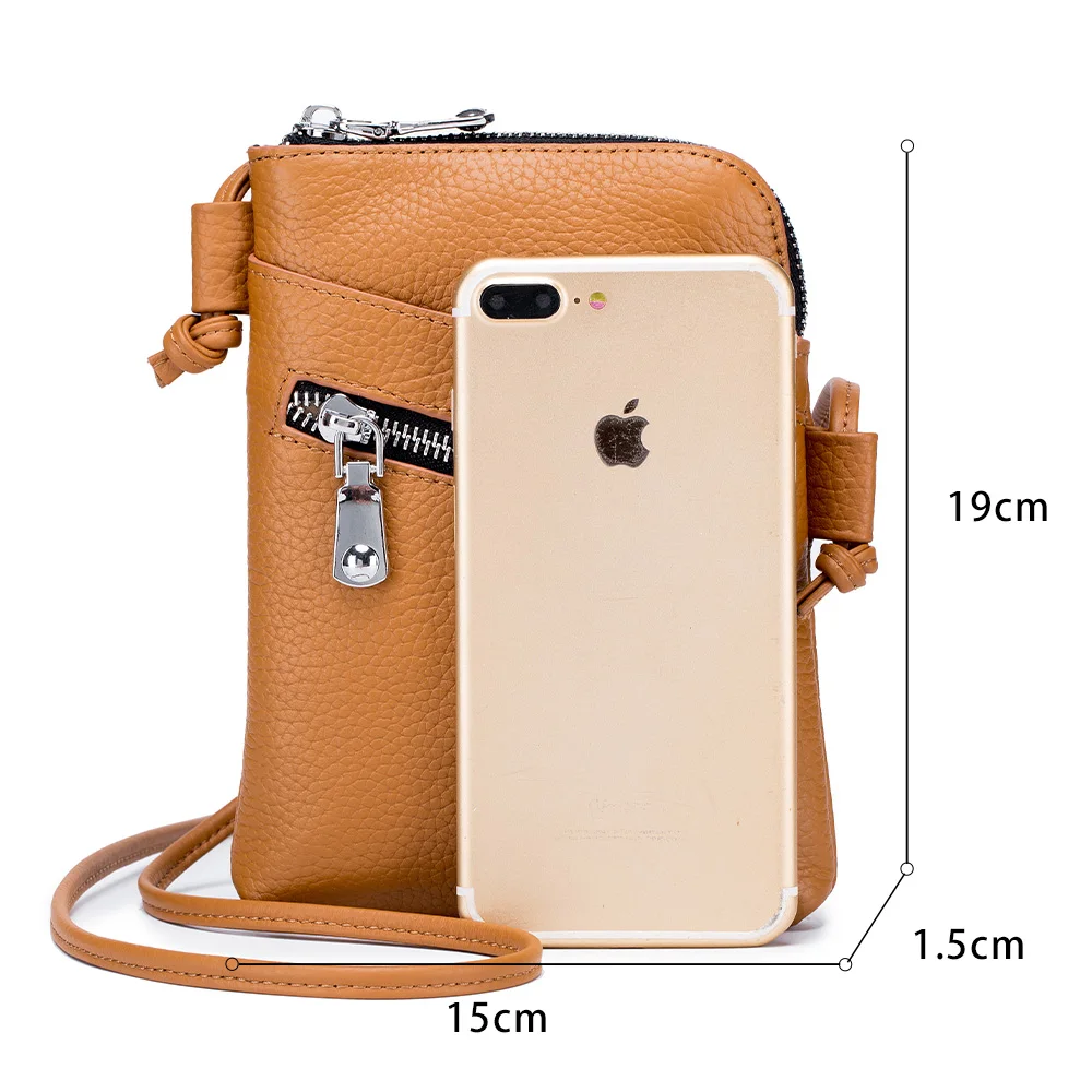 Zency Soft Genuine Leather Handbag Small Design Mobile Phone Wallet High Quality Women\'s Shoulder Strap Bag Card Holder Bags