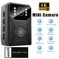Mini cámaras HD 4K con grabadora de vídeo digital WIFi de 3000mAh con pantalla IPS, cámara corporal de policía de visión nocturna, videocámara portátil