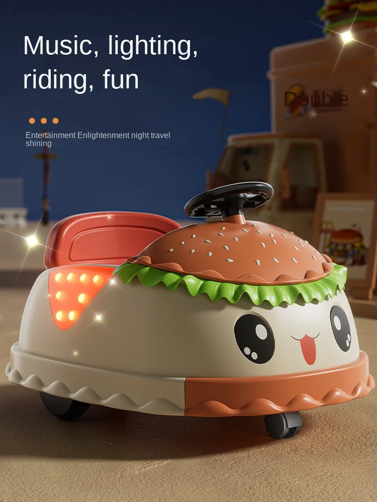 Children's electric car hamburger bumper car baby toy can sit on a four-wheeled vehicle