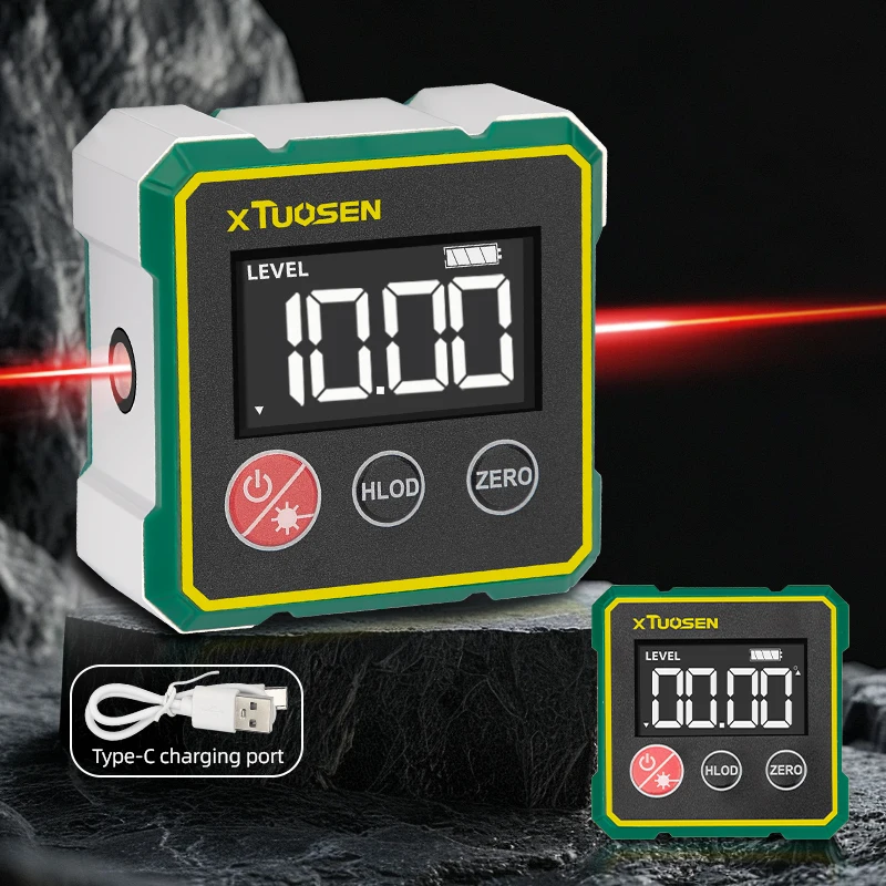Digital Laser Angle Finder Electronic Inclinometer Level Meter 360° Measuring Tool Dual Laser Level for DIY Woodworking