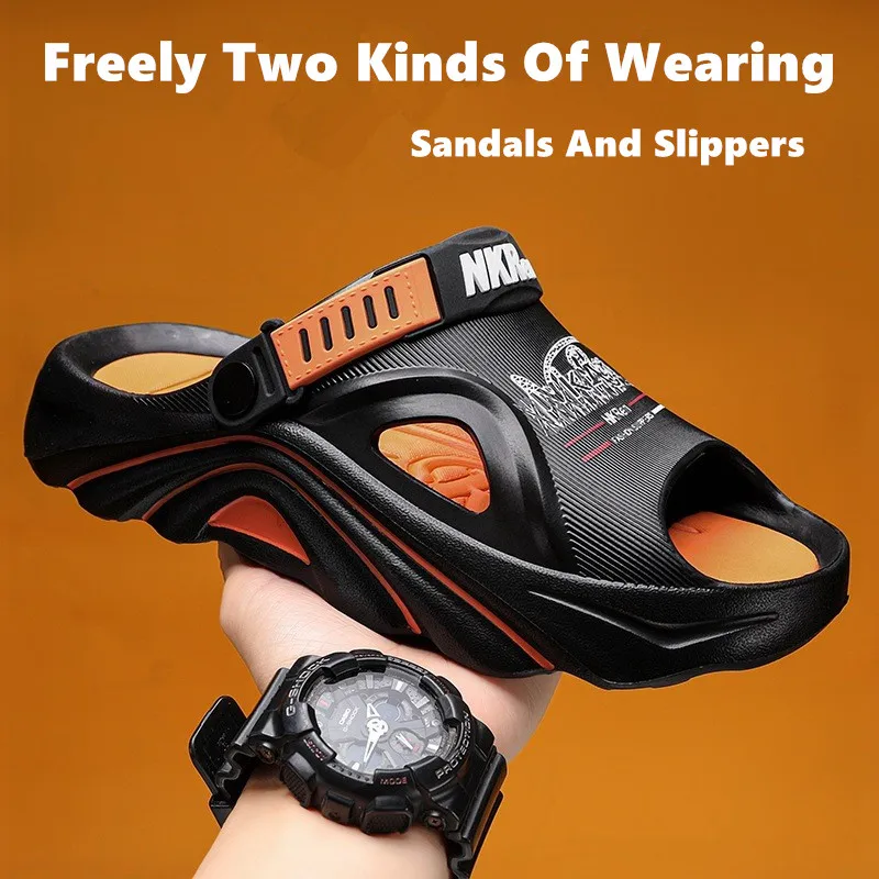 

2024 Men's Outdoor Sandals Men Slippers Beach Comfortable Soft Sole Slide Clogs Casual Shoes Non-Slip Beach Sandals