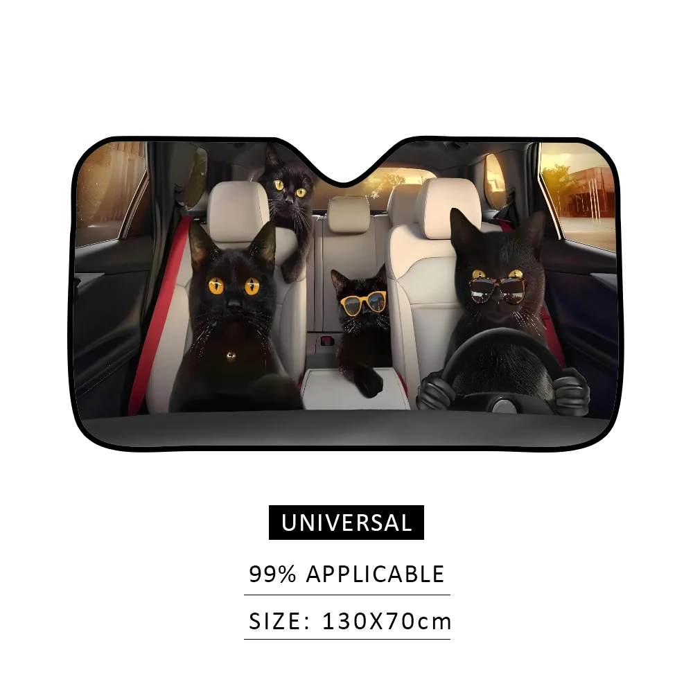 أسود القط مظلة السيارات الستائر العازلة للحرارة الألومنيوم فيلم قابلة لإعادة الاستخدام شفط كأس كتل الأشعة فوق البنفسجية سيارة الشمس قناع حامي #4