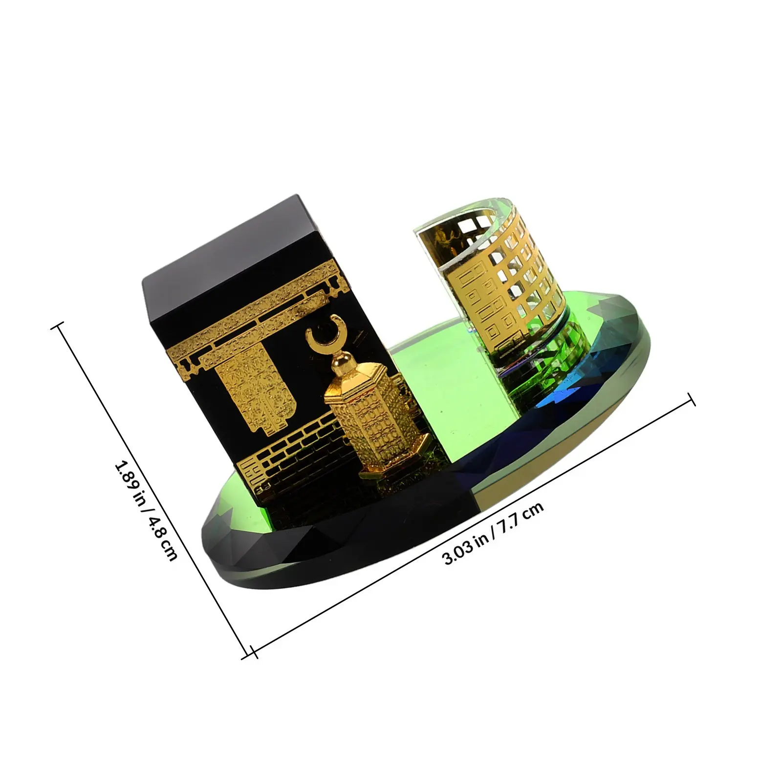 Luxury Round Crystal Decoration Islamic Architecture Miniature Tabletop Home Decor Saudi Arabia Souvenir Handicraft