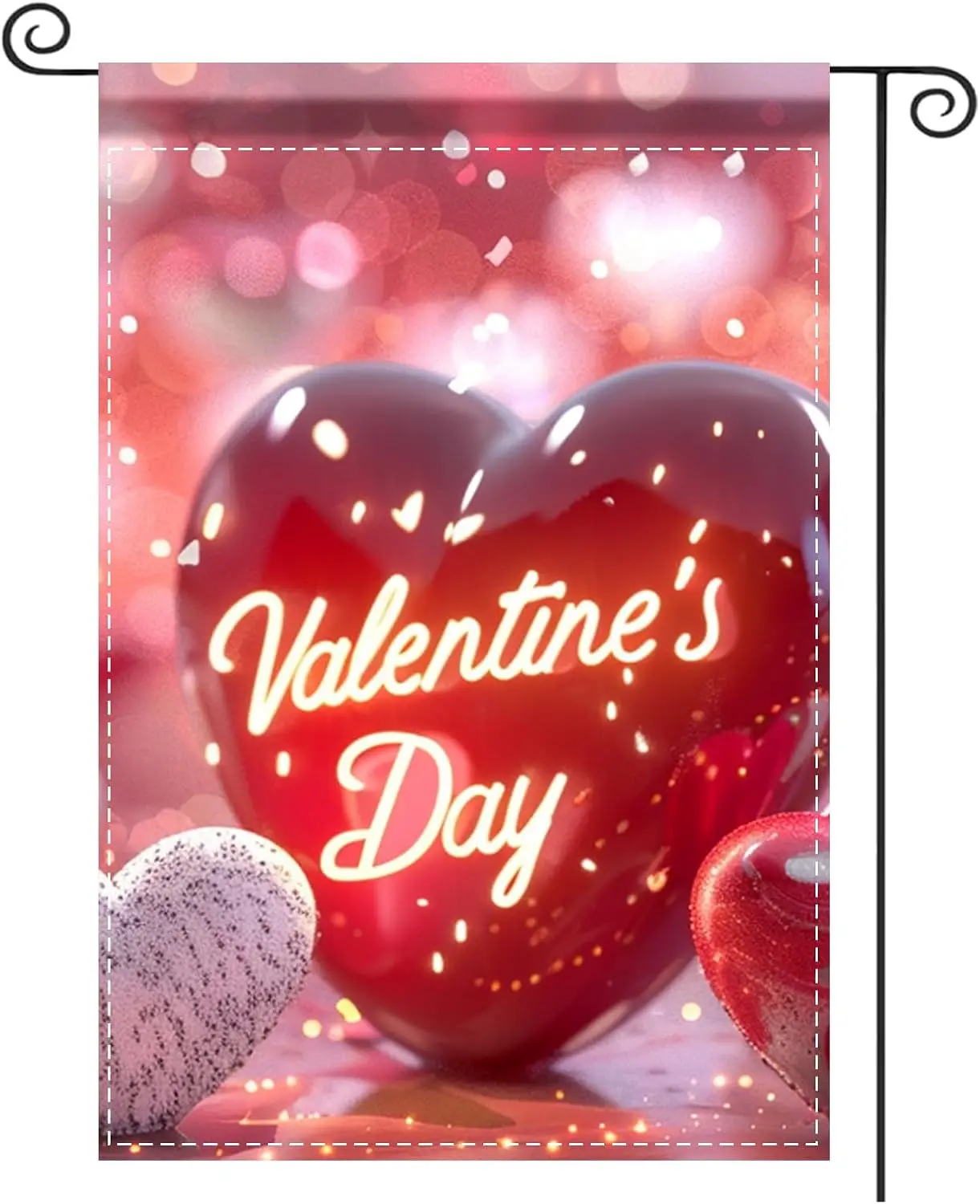 Valentine Garden Flag Valentine's Day Flag Neon Heart Design Polyester 12x18 Inches Valentines Day Decorations Yard Pati MMZ