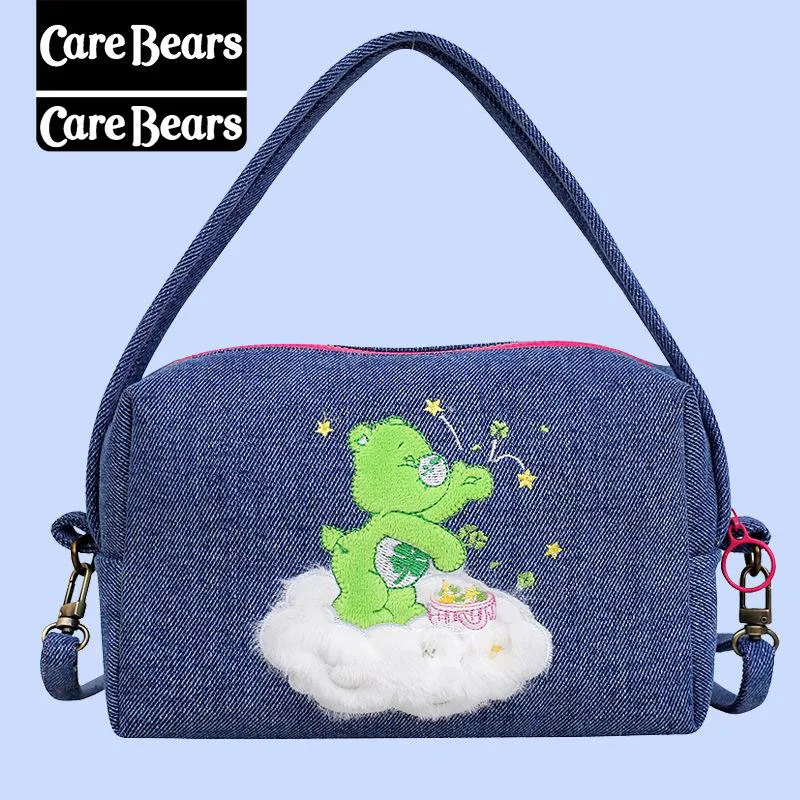 

2024 Kawaii Cute Care Bears Handbag One Shoulder Bag Messenger Bag Cowboy Embroidery Fashion Versatile Anime Birthday Girls Gift