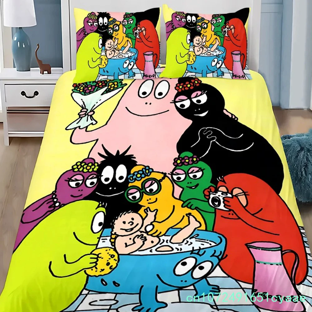 Cartoon B-Barbapapa Bedding Set For Bedroom Soft Modern Bedspreads Comefortable Kids Duvet Cover Quilt Cover And Pillowcase