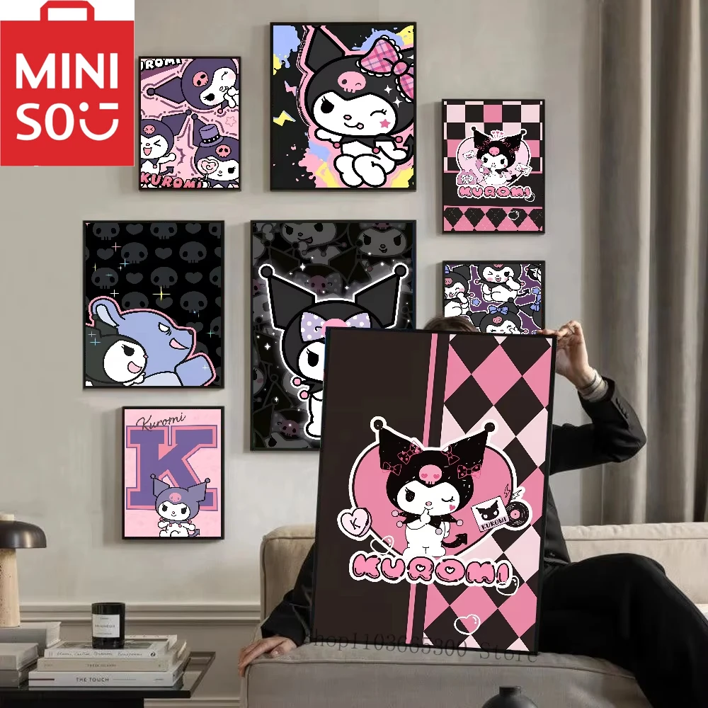 

MINISO DIY картина маслом по номерам Sanrio Kuromi украшение дома стены спальня декор комнаты подарочные рамки