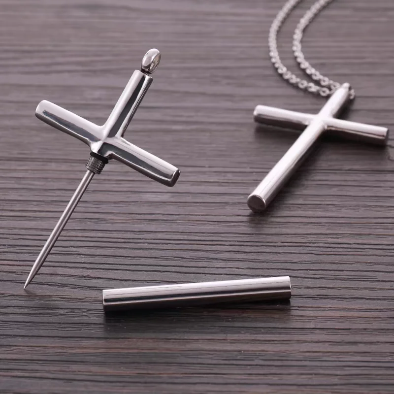 Collier pendentif croix en acier inoxydable pour hommes, chaînes de bijoux à la mode, Gadgets EDC pour garçons et femmes, cadeaux pour filles, outils multiples