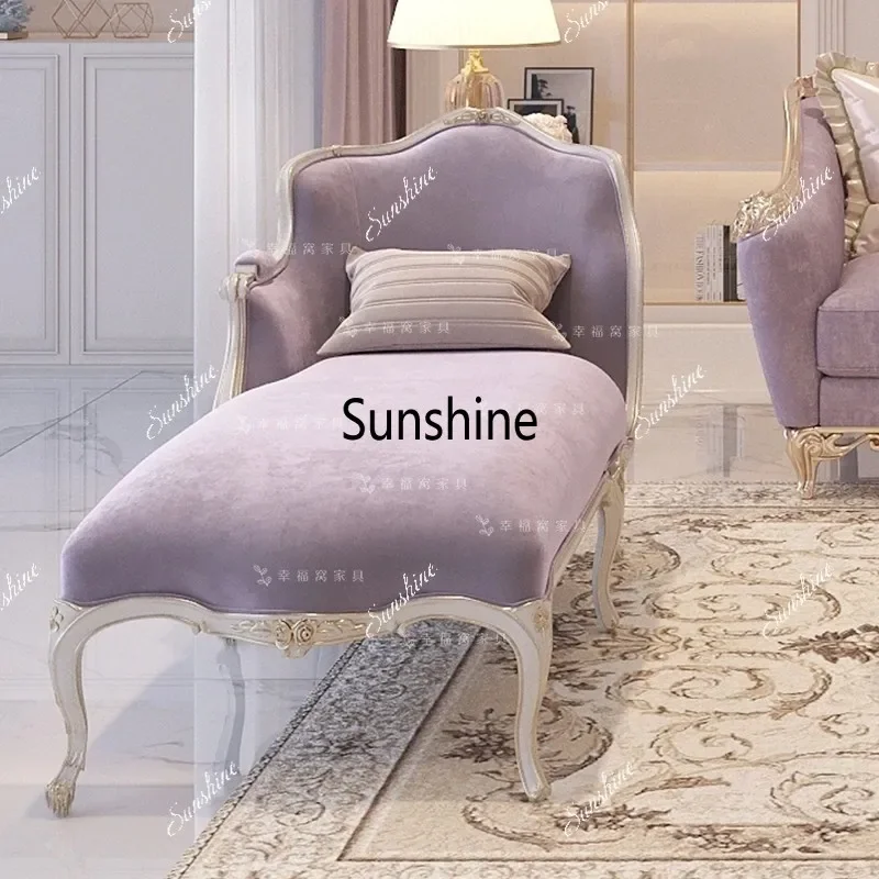 French court wood carving flower sofa bedroom pink princess recliner