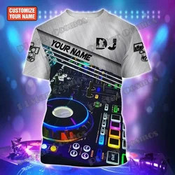 Personalized Name DJ Skull Disc Jockey 3D Printed Fashion Men's T-Shirt Summer Unisex Casual t shirt Gift For DJ Lovers TTD31