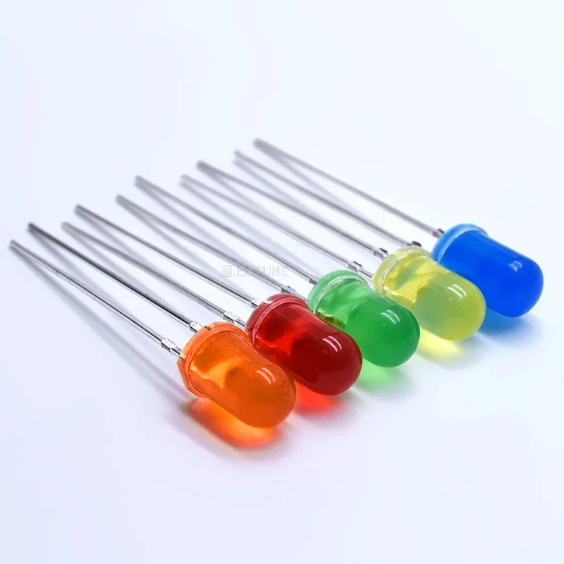 

100Pcs/Bag 5mm Led F5 Round Color Lens Red Blue Green Yellow Orange Diffused Led Diode Light-emitting Diode Lamp DIY Kit