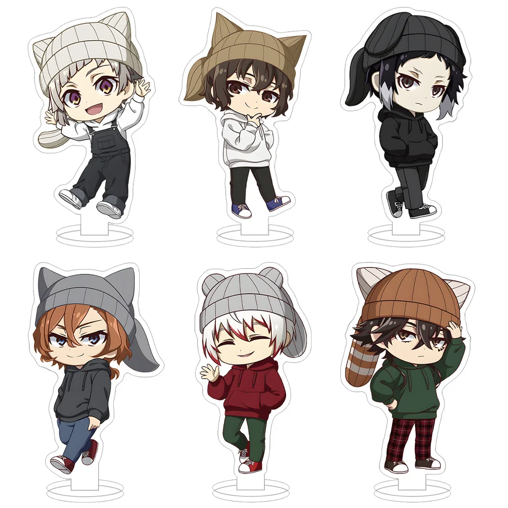 Bungo Stray Dogs Ear Knit Series Atsushi Nakajima Osamu Dazai Ryunosuke Akutagawa Saigiku Jono Chibi anime figure Acrylic stand