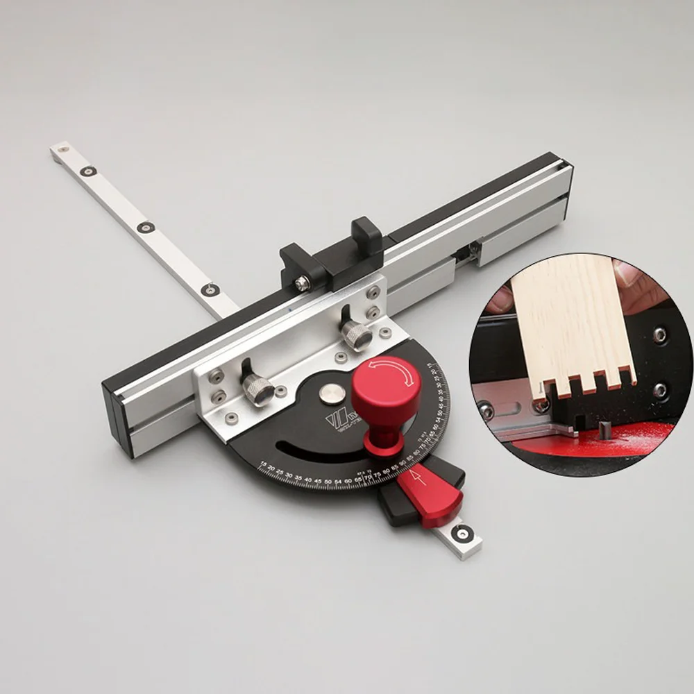 Precision Miter Gauge for Table Saw Router - Adjustable Angle Setting Extended Fence Woodworking T-Track Angle Ruler for Circula