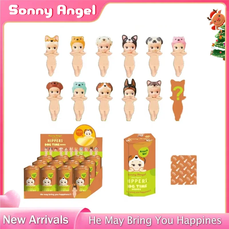 MINISO Sonny Angel Blind Box Dog Time Hipper Series Lucky Pomeranian Anime Figures Ornaments Phone Dolls Christmas Children Gift