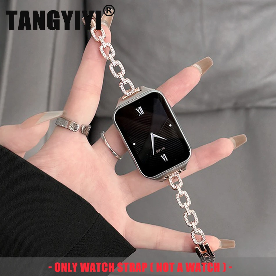 

Металлический ремешок для Xiaomi Mi Band 8 Pro 7 9 Miband 6 5 4 3, браслет, роскошный бриллиантовый модный браслет с замком, сменный ремешок для часов