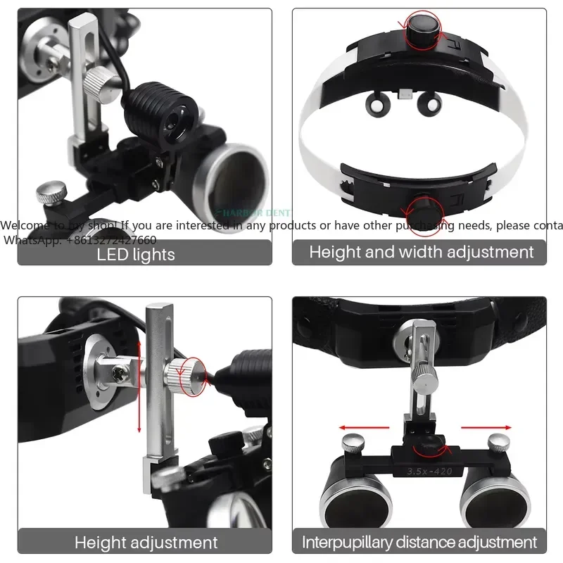 Electrical Powered Medical Magnifier Glasses with LED Headlight Binocular Loupes and Headband view 6