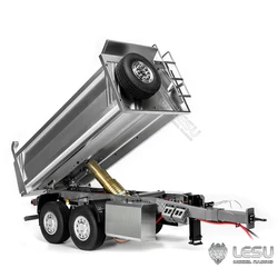 LESU 1/14 RC Hydrauliczna pełna przyczepa 2-osiowa Zestawy Podnoszone nogi Metalowe ze światłami LED do zdalnego sterowania Ciągnik DIY TH23105