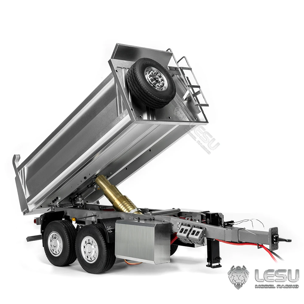 1/14 LESU RC Hydraulic Full Trailer 2 Axles Lifting Legs Metal Kits with LED Lights for Remote Control DIY Dumper Truck TH23105