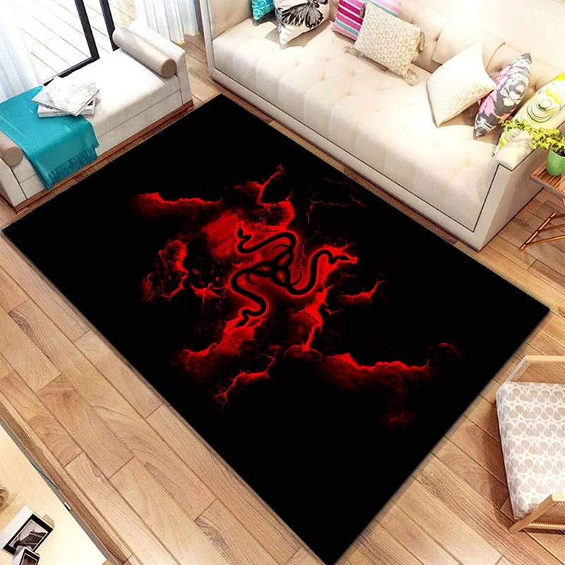 3D Razer Square Rugs Carpet Game Rome Gamer Gift Door Floor Mats Playroom Upholstery Living Room Bedroom Fashion Gaming Rug