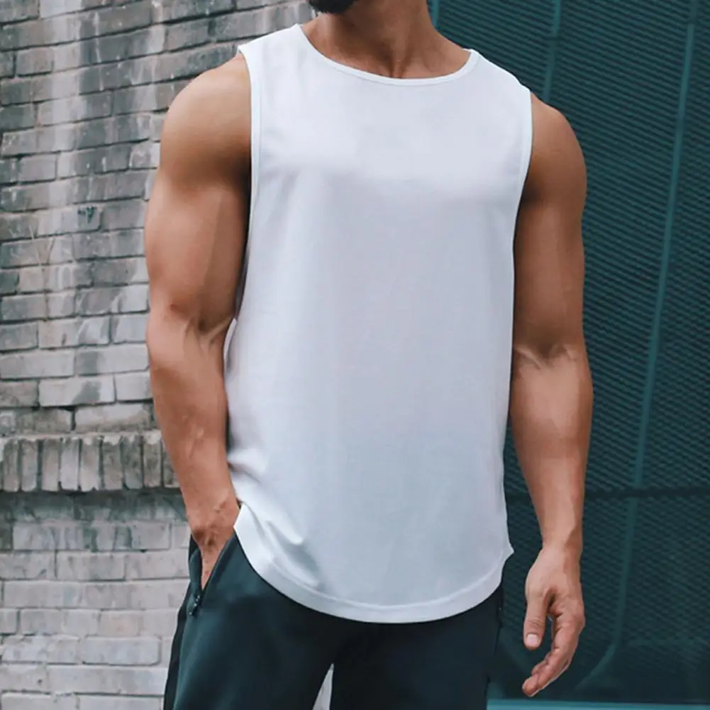 Wear-resistant Men Tops 4 Colors Comfortable to Wear 5 Sizes Loose Top Vest  O Neck Tops Skin-friendly