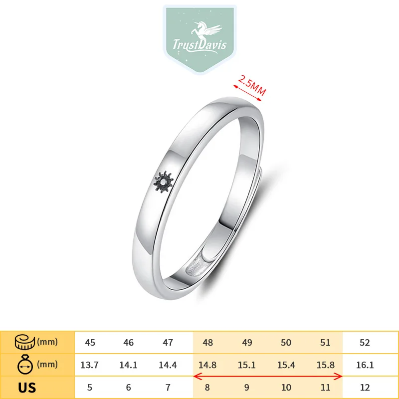 TrustDavis S925 Couple Lovers Moon Sun Ring For Man&Women Wedding Rings Fashion 100% 925 Sterling Silver Jewelry Wholesale DA382