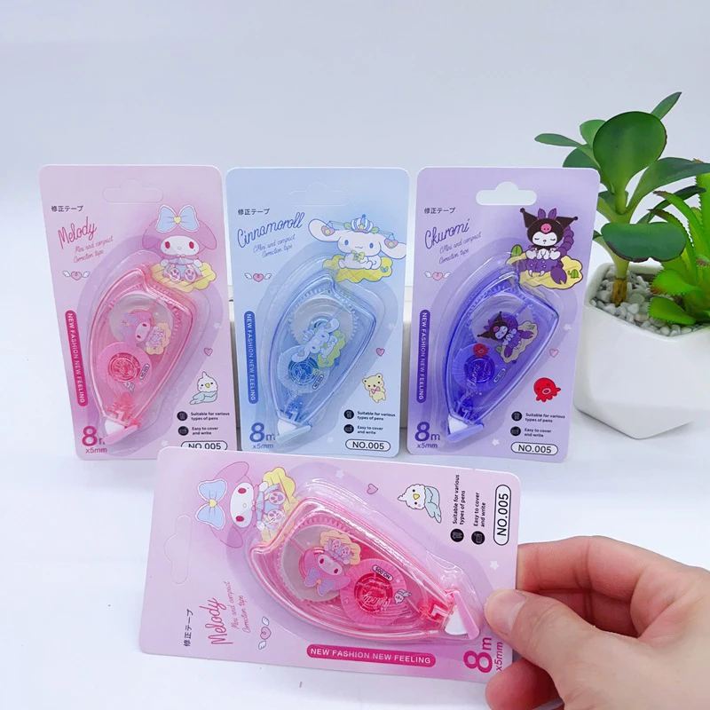 24 pcs/lot 5mm*8M Sanrio Kawaii Melody Kuromi Cinnamoroll Correction Tape Promotional Stationery Gift School Office Supplies