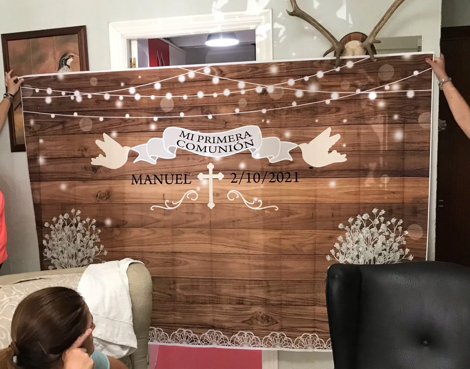 Cậu Bé Gái Đầu Tiên Hiệp Thông Phông Nền Trang Trí Vàng Chéo Chén ThầN Phù Hộ Cho Nền Chụp Ảnh Phòng Thu Lễ Rửa Tội Christening Biểu Ngữ Chống Đỡ