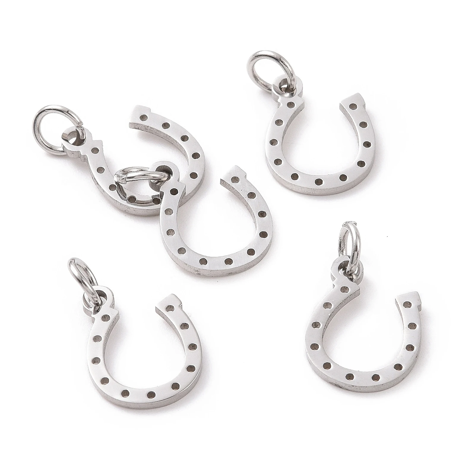 10pcs Lucky Horseshoe Charms 304 Stainless Steel Metal Pendants for Women Bracelet Necklace DIY Fashion Jewelry Making 13x10x1mm