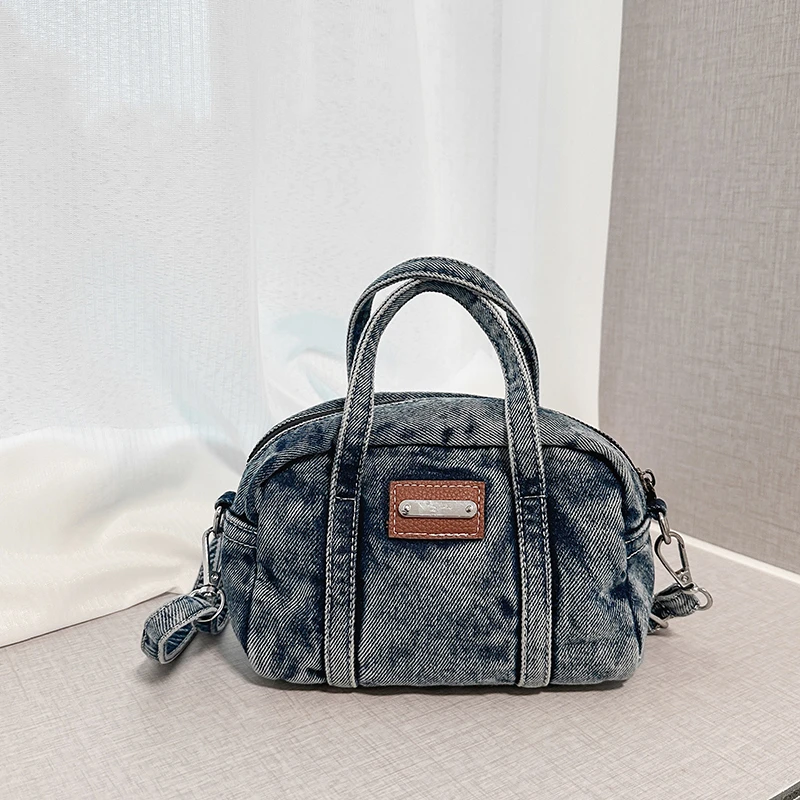 

Denim Solid Color Zipper Crossbody Bags Casual Versatile Commuter Ladies Bags 2025 Hot Sale Sewing Fashion Women's Handbags