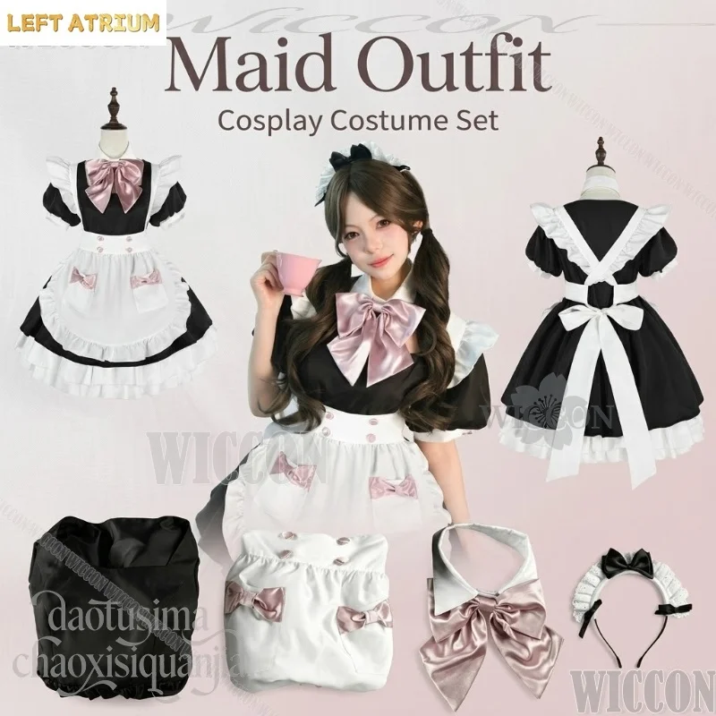 

Anime Japanese JK Kawaii Black White Uniform Sweet Lolita Cute Bow Cartoon Jirai Kei Lovely Cosplay Original Design Maid Outfit