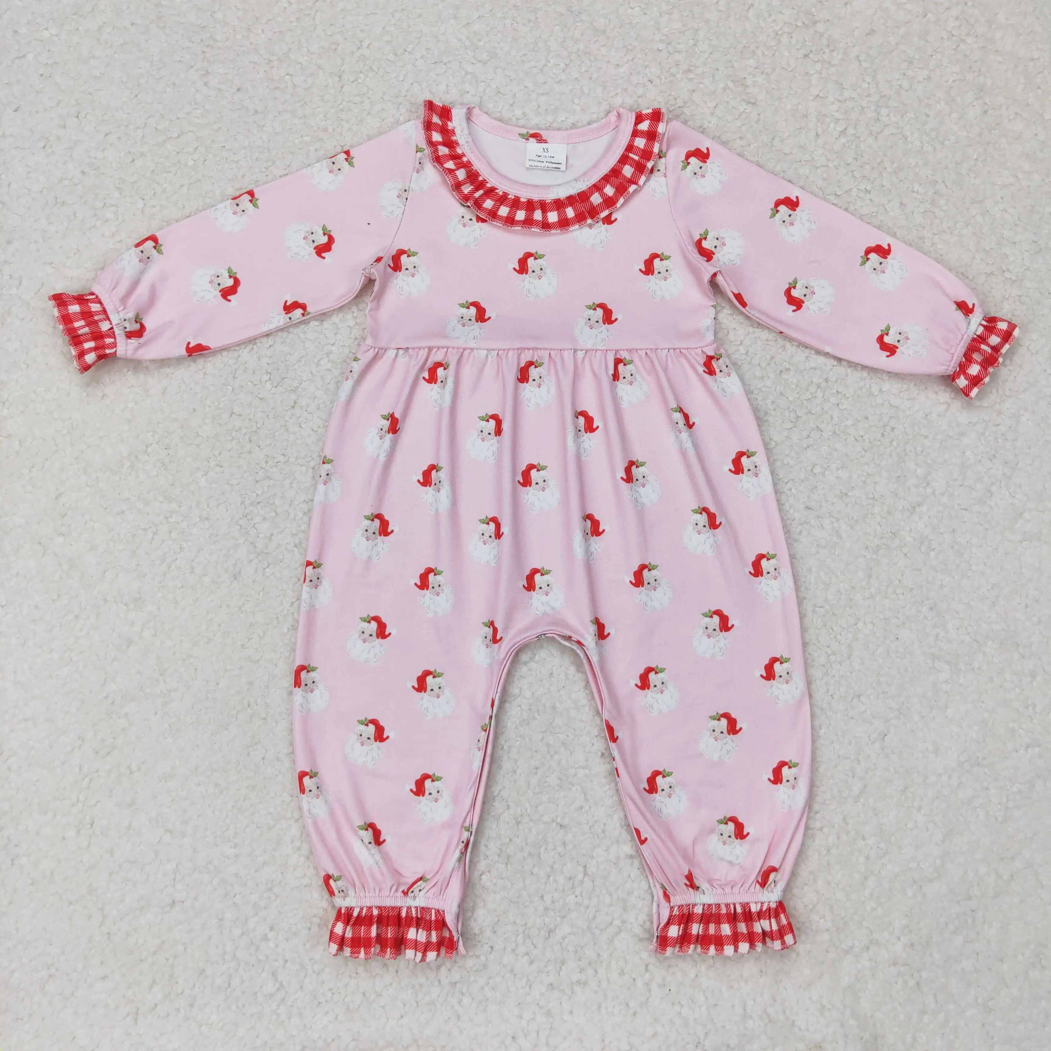 Wholesale hot sale western boutique newborn toddler Baby Girls Rompers sibling Christmas Santa long sleeve onesie