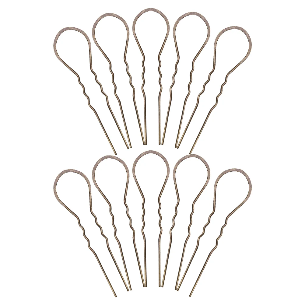 

10pcs U Shaped Hairpins Wavy Clips Alloy Bobby Pin For Women Girls Ancient Bronze Vintage Decorative Headpiece Exquisite Metal