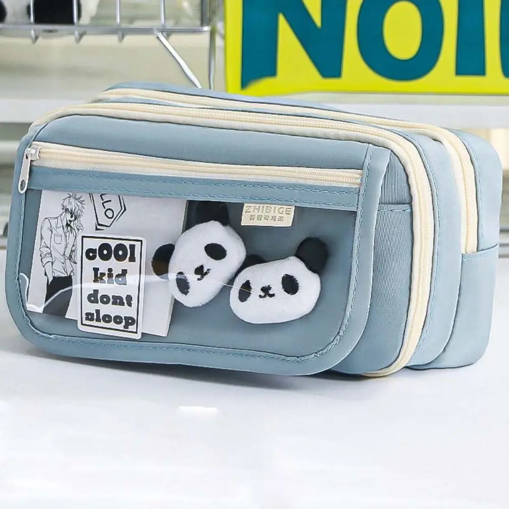 Large Capacity Panda Pencil Cases With Front Pocket Portable Cartoon Pencil Case Multifunctional Capybara Stationery Storage Bag