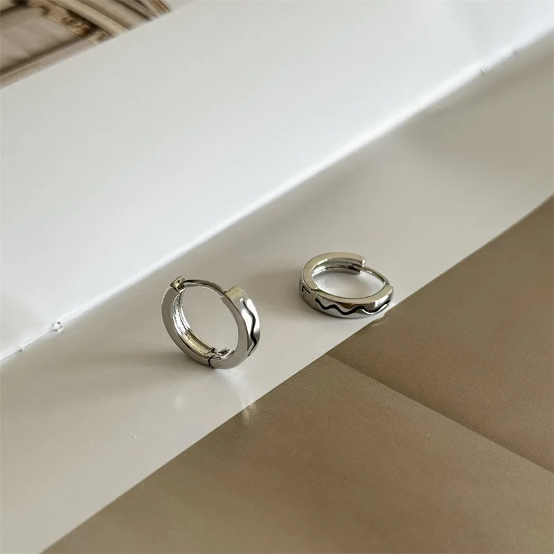 

925 Sterling Silver Geometry Retro Hoop Earrings for Women Fashion Silver Jewelry Gifts Trendy