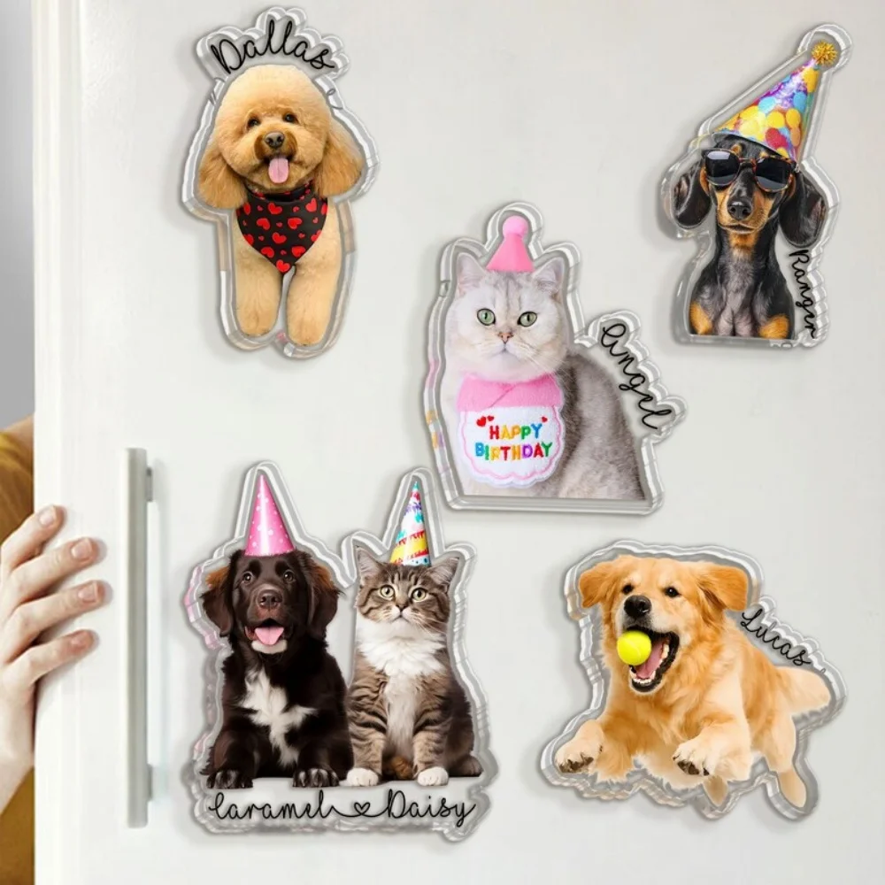 Personalized Custom Acrylic Keychains Customized Photo Fridge Cutout Magnets Customized portrait pet keychain DIY Key Chain Gift view 5