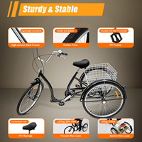 26 Inch Tricycle for Adults 3 Wheel Bicycle with Shopping Basket Load Capacity 120 kg Cargo Bike for Adults Seniors and Women