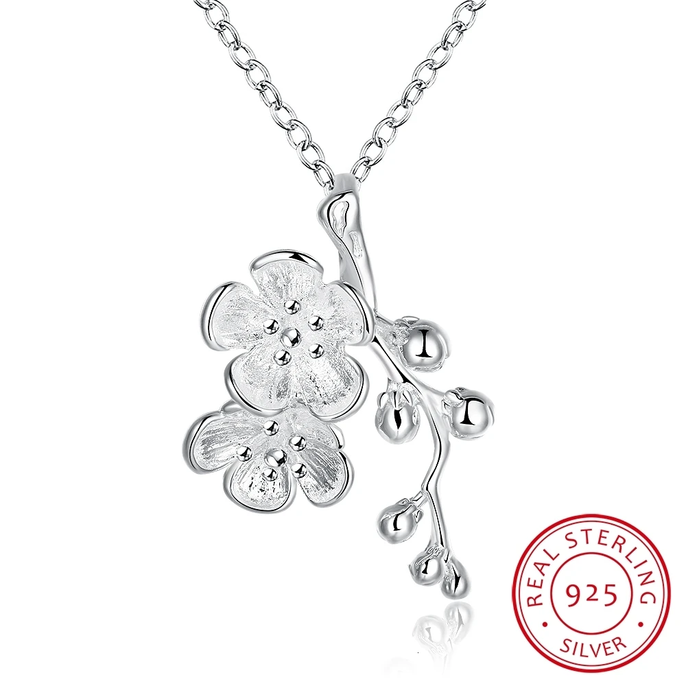 

Lekani Прямая доставка, ожерелья из стерлингового серебра 925 пробы, подвески и ожерелья с цветком сливы, ювелирные изделия, воротник Colar De Plata